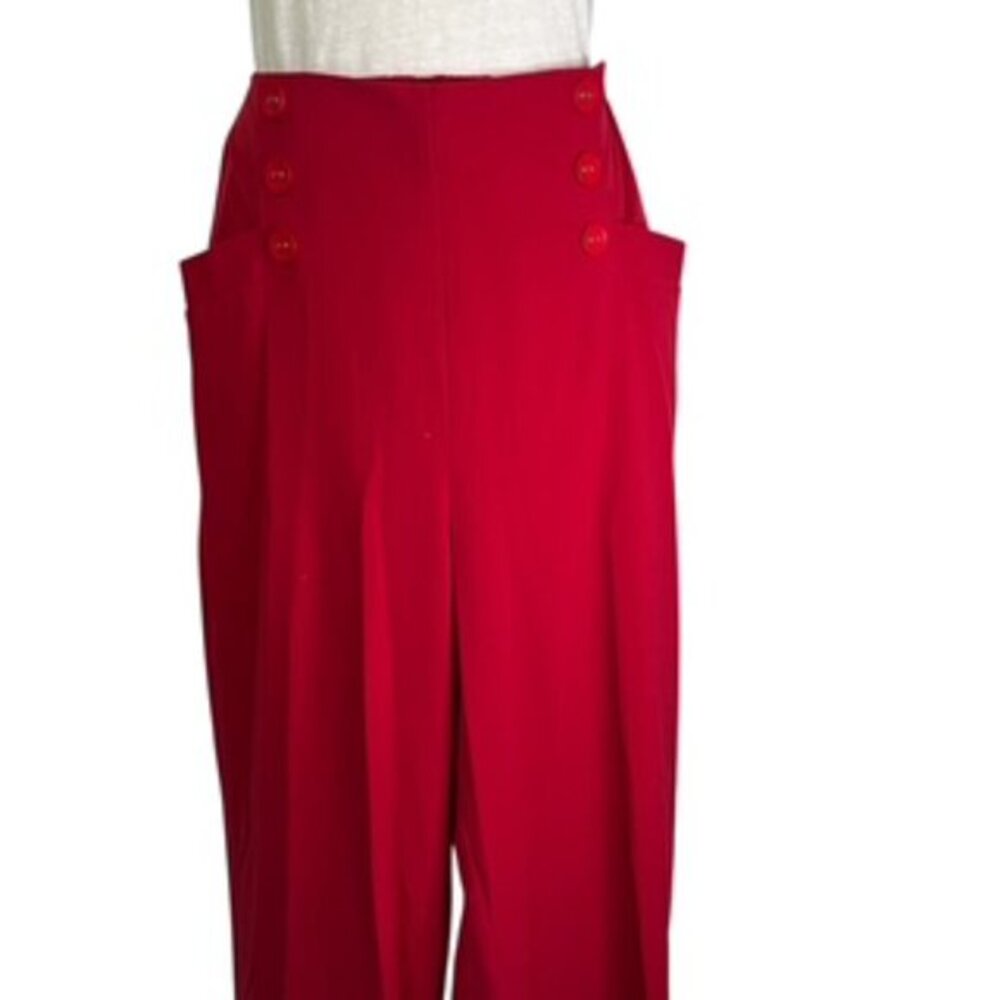NEW 77 Park‎ Red Sailor Pull On Pants Women’s Size 16 Trousers Wide Leg NWT